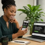 A Kenyan business owner or professional using a smartphone